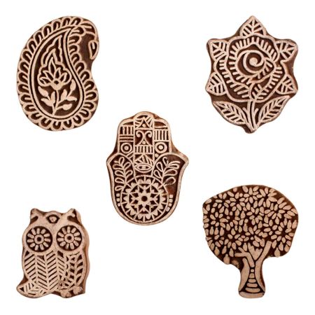 Set of 5 Piece New Mix Wooden Printing Block